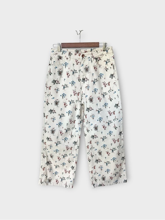 Brixton Pants - Brixton Margo Cropped Wide Leg Pants in White Cap Flower Print